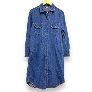 Vintage 70s/80s Levi’s Denim Dress Long Sleeve Button Front Size Large Dark Wash